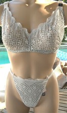 Victorias Secret Soutien-Gorge Ensemble 36DD L Pur Chair Voile Décolleté String