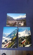 3 cartes postales CHAMONIX Savoie chemin de fer gare Montevers Dru années 70 80