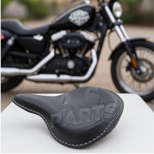 Pour Harley WL WLA WLC siège solo en cuir noir - selle bobber à tête plate