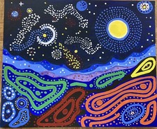 peinture  Style Aborigène - Painting On Canvas aborigène Style - French Artist
