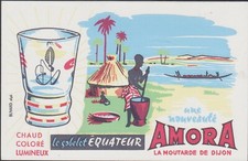 ANCIEN BUVARD PUBLICITAIRE AMORA LA MOUTARDE DE DIJON-LE GOBELET EQUATEUR