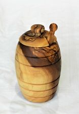 Pot a miel en bois d'olivier avec sa cuillère en bois  