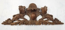 Ancien porte-crochet français 23" FRON EN BOIS SCULPTÉ MAIN LIONS décor