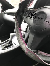 Couvre Volant En Cuir Perforé Gris Pour PEUGEOT 308 HOT PINK DOUBLE ST