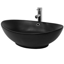 Lavabo salle de bain noir céramique évier lave main salle de bain 590x380x190 mm