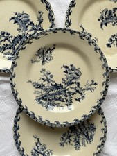4 Assiettes Plates Terre De Fer Gien Modèle Chardons avec Défauts