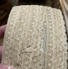 3+ Yds antique french lace doll bear trim edging scalloped yardage ecru Belgian