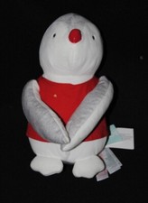 Peluche doudou pingouin manchot OBAIBI OKAIDI gris blanc rouge 25 cm 100% NEUF