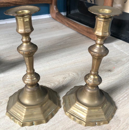 Lot anciens bougeoirs bronze - anciens,