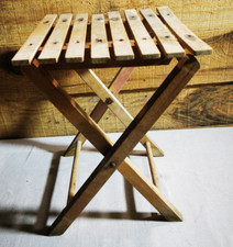 ANCIEN TABOURET BOIS PLIANT