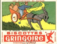 Buvard  vintage biscottes Gringoire les aventures de Gringo