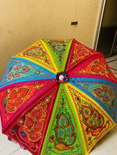 Parasol de jardin indien extérieur grand parasol en coton brodé