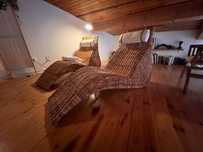 2 chaises longues en rotin