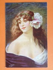 cpa FANTAISIE ILLUSTRATION signée E. MEIER FEMME Beauté Fleurie