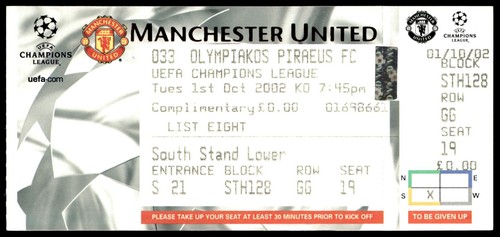 Ticket 2002 manchester - manchester, united