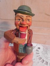 Ancien bouchon bois sculpté articulé homme qui boit collection déco