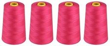 Fil À Coudre Cerise Rose 120s Polyester Filé, Surjet 5000 Yards X4 Cônes