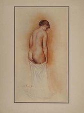 Pierre-Auguste RENOIR : Nu au drap, Lithographie et pochoir signée