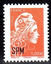 Timbre Saint-Pierre et Miquelon n°1297 Marianne l'engagée 1,00€ surcharge SPM 20