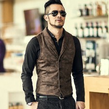 Hommes Faux Daim Slim Gilet