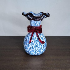 Vase en verre millefiori bleu