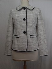 Veste cintrée noire et blanche en coton et lin "EPISODE" T.(38) 