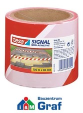 Tesa Bande de Signal Ruban Signalisation Rubalise D'Avertissement Rouge/Blanc