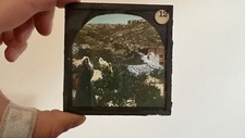 Plaque verre peint lanterne magique Fin XIXème