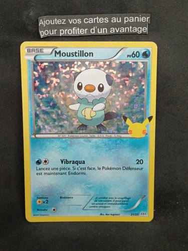 Carte pokemon moustillon 25 - moustillon, 21/25