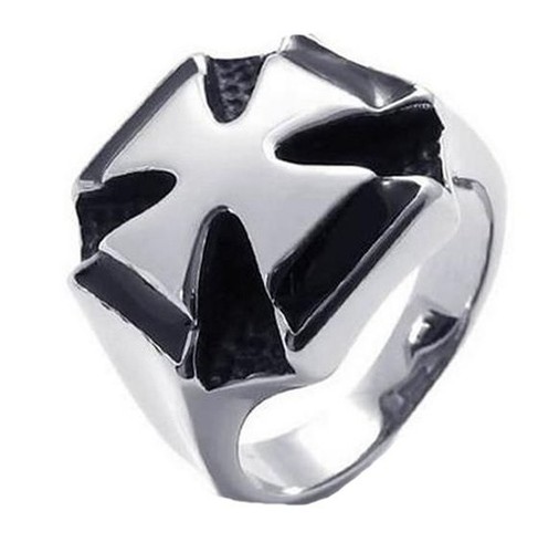 Bague croix malte acier - croix, en