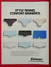 PUBLICITÉ DE PRESSE 1979 SLIPS STYLE TENNIS CONFORT EMINENCE