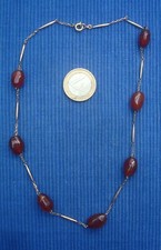 B33 Joli Collier Ras le Cou Plaqué Or & Pierre Dure style Cornaline Lot Bijou