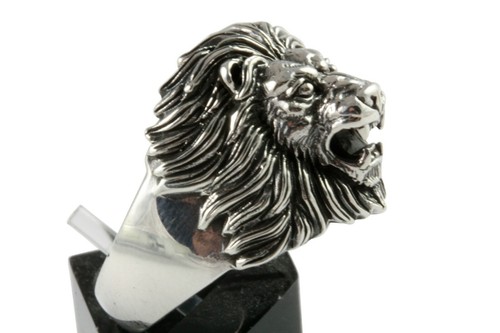 Bague lion biker tête - de,
