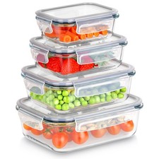 Récipients Verre Conservation Couvercle Joint 4 pcs Boîtes Alimentaires Cuisine