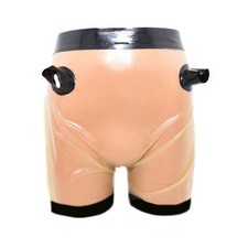 Shorts en latex transparents avec ouvertures et bas de jambes (L)