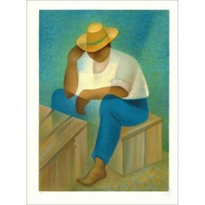 TOFFOLI Louis - Lithographie originale "Le Repos en bleu" 76x56cm - 1988