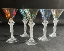 5 Verres A Liqueur Bayle Modèle Venus Couleurs Irisées  1950