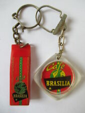 2 X PORTE CLEF : CAFE BRASILIA : PAQUET SACHET MINIATURE ET TORREFACTION 
