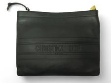 NEUF SAC A MAIN POCHETTE CHRISTIAN DIOR STRIPE POUCH S5543CGSB EN CUIR NOIR 990€
