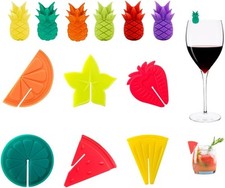 Marqueurs de Vin en Silicone, 12 Pièces Marque Verre Ananas Fruits, Marqueur 