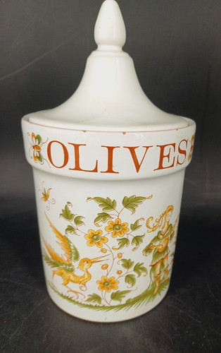 Pot olives faience decor - a,