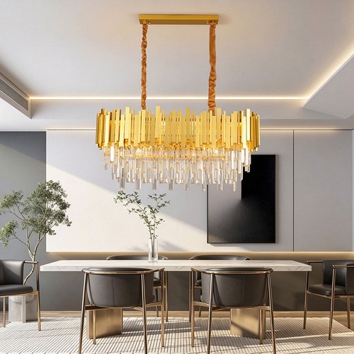 Suspension cristal doré 80cm - cristal,