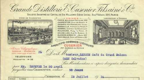 Facture 1914 charenton - facture,