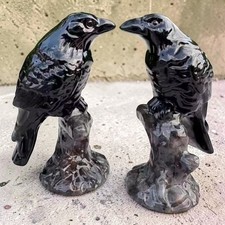 Paire Corbeaux Céramique 9cm