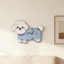 Horloge murale Bichon Frise élégante et silencieuse pour chambre