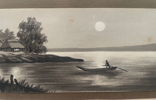 Dessin lavis encre - , paysage