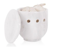 Boîte à ail en marbre blanc de 114 cm pour gousses d'ail fraîches pot à ginge...