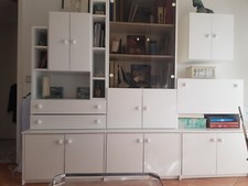 Meuble salon étagères/bibliothèque, blanc, très bon état,  230 L x  H 198