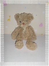 ⑯ - Doudou Peluche Ours  Beige Poils Longs Histoire d'Ours  29 cm