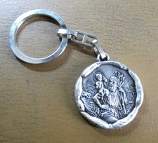 Porte cle métal argenté Saint Christophe, Qualité extra, bijouterie.